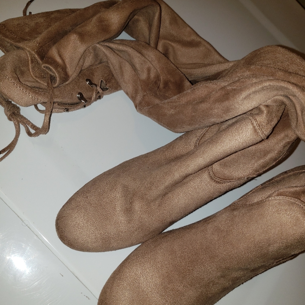 Knee high tan boots
